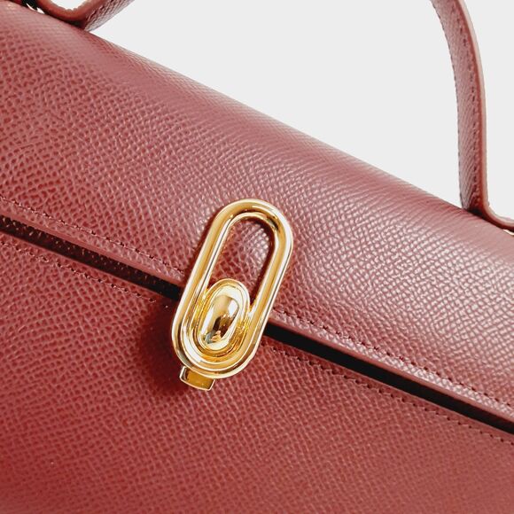 HCC X Melodie Cecile Deep Maroon Red Top Handle Shoulder Bag  Leather w/Dust Bag - Picture 13 of 16